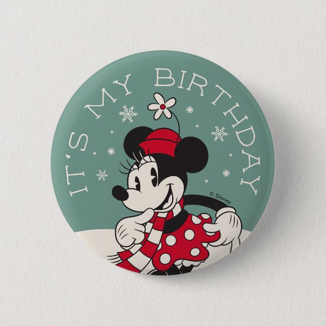 Minnie Mouse Winter Onederland 1st Birthday Button (Front)