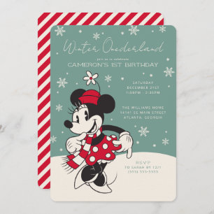 Minnie Mouse Winter Onederland 1st Birthday Invitation
