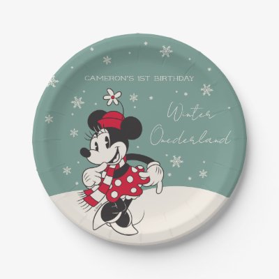 Minnie Mouse Winter Onederland 1st Birthday Paper Plates