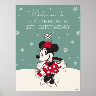 Minnie Mouse Winter Onederland 1st Birthday Poster
