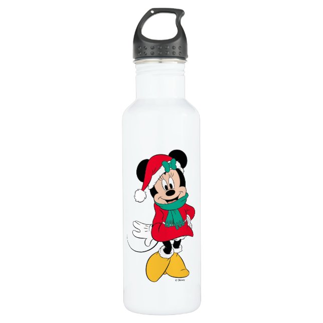 Minnie Mouse | Winter Outfit Stainless Steel Water Bottle (Front)