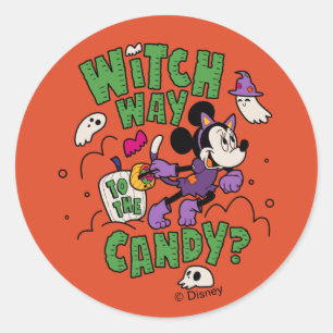 Minnie Mouse - Witch Way to the Candy Classic Round Sticker