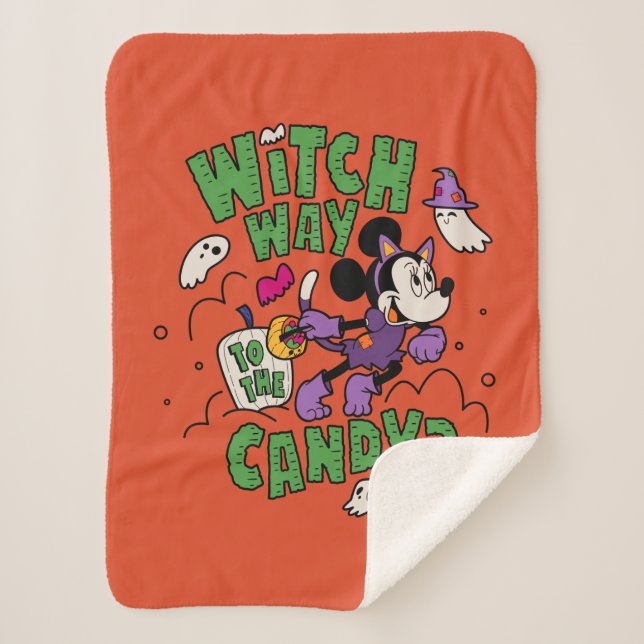 Minnie Mouse - Witch Way to the Candy Sherpa Blanket (Front)
