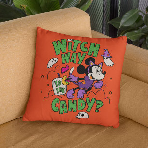 Minnie Mouse - Witch Way to the Candy Throw Pillow