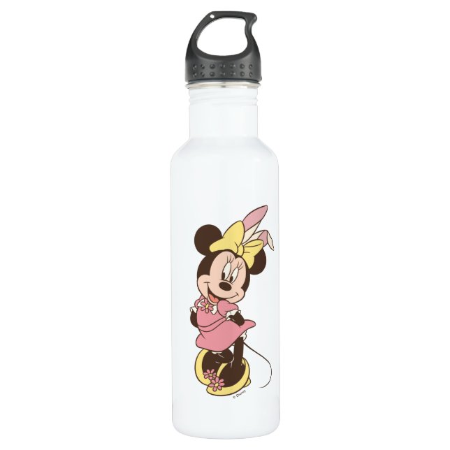 Minnie Mouse with Easter Bunny Ears Stainless Steel Water Bottle (Front)