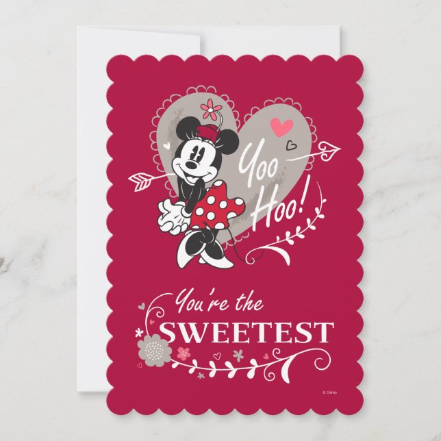 Minnie Mouse You're the Sweetest Valentine Holiday Card (Front)