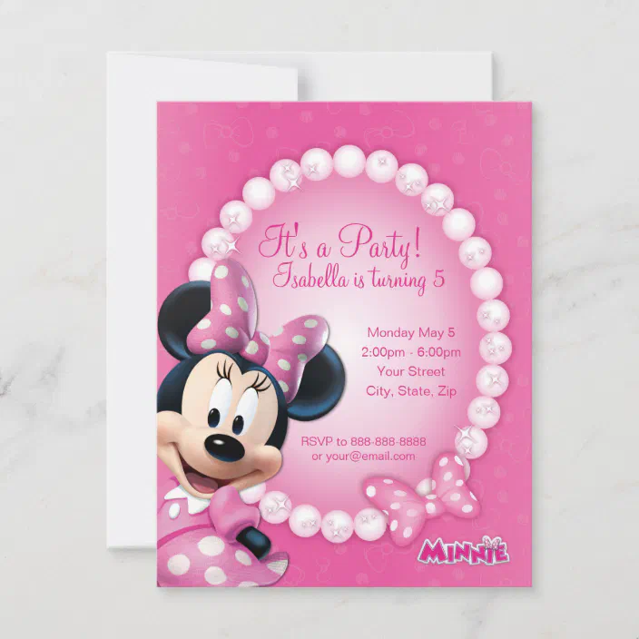 MINNIE MOUSE PERSONALISED BIRTHDAY PARTY INVITATIONS KIDS INVITES STICKERS 