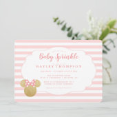 Minnie | Pink & Faux Gold Glitte Baby Sprinkle Invitation (Standing Front)