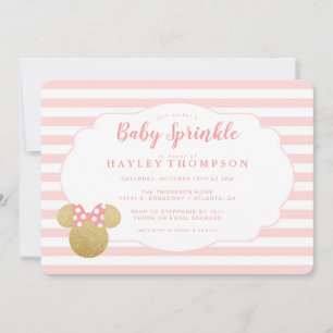 Minnie   Pink & Faux Gold Glitte Baby Sprinkle Invitation