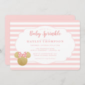 Minnie | Pink & Faux Gold Glitte Baby Sprinkle Invitation (Front/Back)