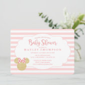 Minnie | Pink & Faux Gold Glitter Baby Shower Invitation (Standing Front)