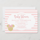 Minnie | Pink & Faux Gold Glitter Baby Shower Invitation (Front)