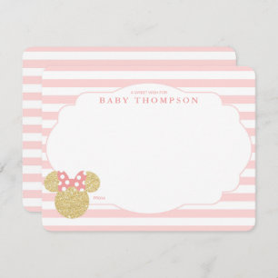 Minnie Pink & Faux Gold Glitter Baby Shower Note Card