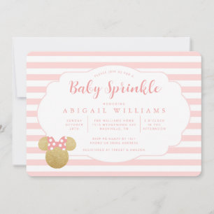 Minnie   Pink & Faux Gold Glitter  Baby Sprinkle Invitation