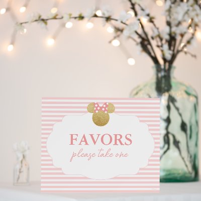 Minnie Pink &amp; Gold Baby Shower Favor Sign