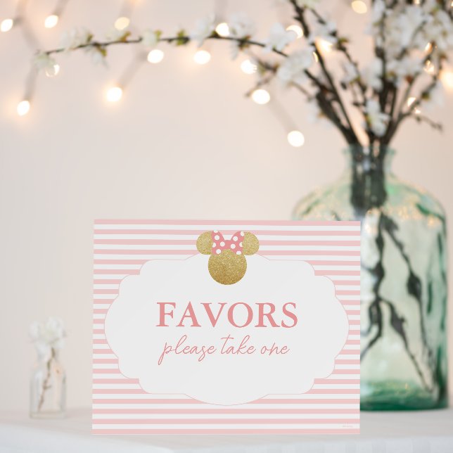 Minnie Pink & Gold Baby Shower Favor Sign (In Situ (Wedding))