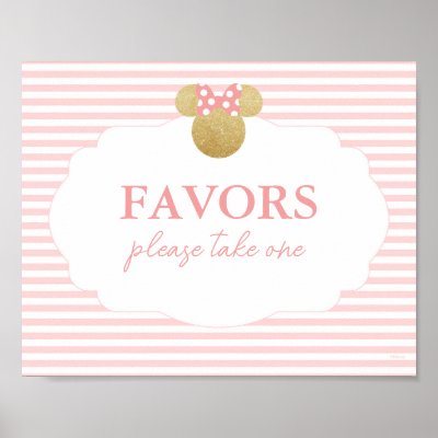 Minnie Pink &amp; Gold Baby Shower Favor Sign