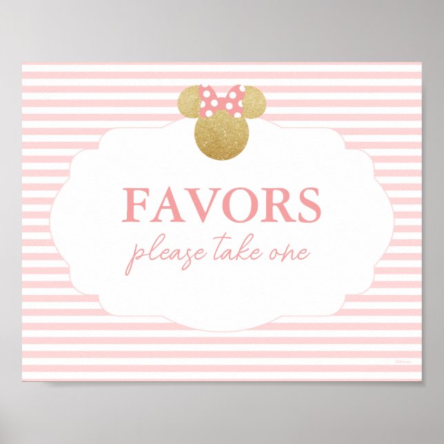 Minnie Pink & Gold Baby Shower Favor Sign (Front)