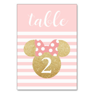 Minnie Pink & Gold Baby Shower Table Number