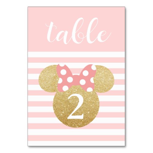 Minnie Pink  Gold Baby Shower Table Number