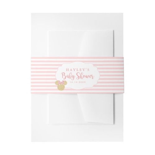Minnie | Pink & Gold Glitter Baby Shower Invitation Belly Band