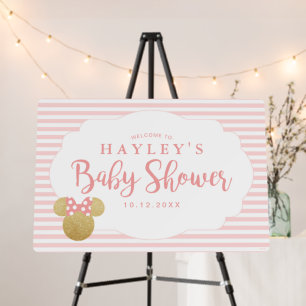 Minnie   Pink & Gold Glitter Baby Shower Welcome Foam Board