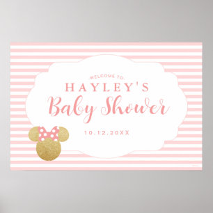 Minnie Pink & Gold Glitter Baby Shower Welcome Poster