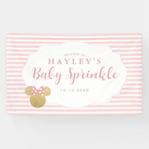 Minnie  Pink  Gold Glitter Baby Sprinkle Welcome Banner