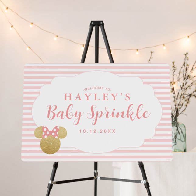 Minnie | Pink & Gold Glitter Baby Sprinkle Welcome Foam Board (In Situ (Stand))