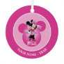Minnie | Pink Mickey Head Icon Add Your Name Metal Ornament