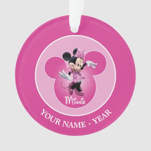 Minnie  Pink Mickey Head Icon Add Your Name Ornament