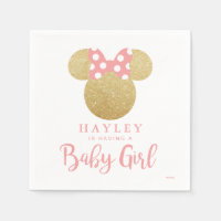 Minnie | Pink Striped Gold Glitter Baby Shower