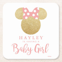 Minnie | Pink Striped Gold Glitter Baby Shower