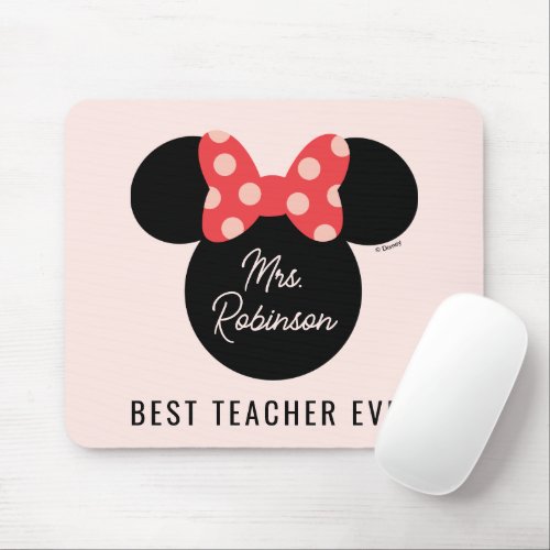 Minnie Polka Dot Head Silhouette  Best Teacher Mouse Pad