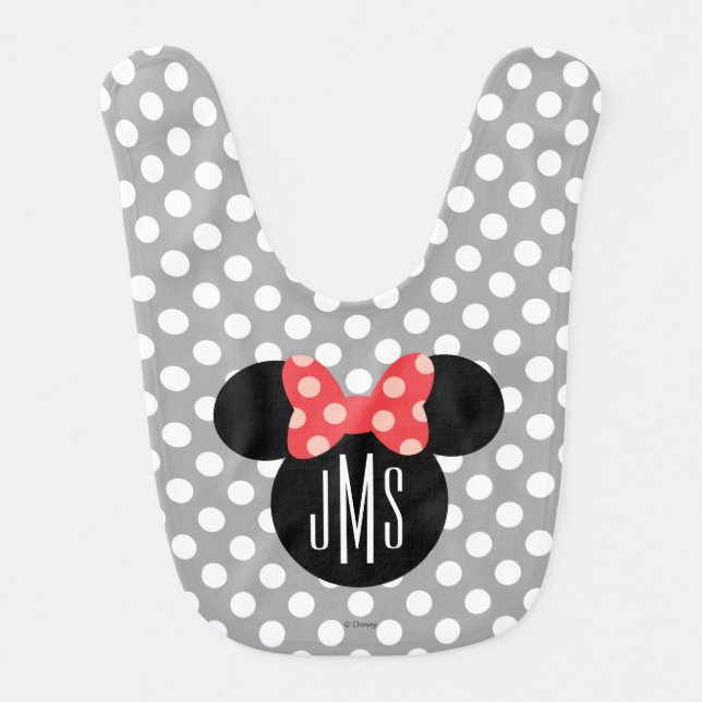 Minnie Polka Dot Head Silhouette | Monogram Bib (Front)