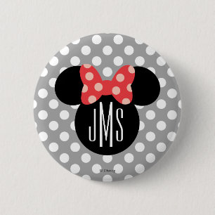 Minnie Polka Dot Head Silhouette   Monogram Button