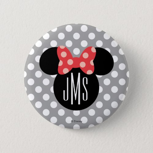 Minnie Polka Dot Head Silhouette  Monogram Button