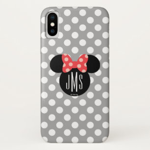 Minnie Polka Dot Head Silhouette   Monogram iPhone X Case