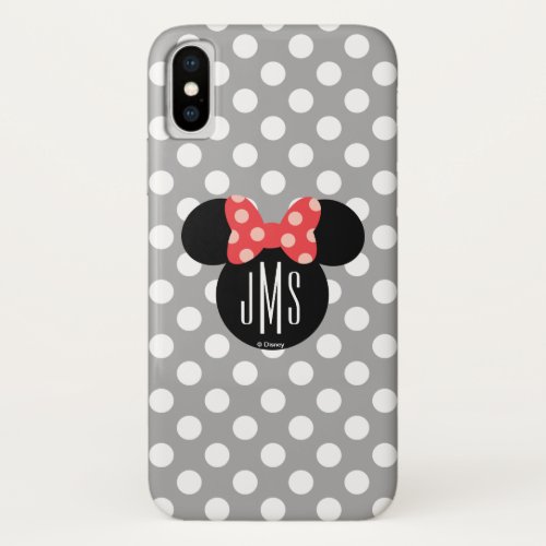 Minnie Polka Dot Head Silhouette  Monogram iPhone X Case