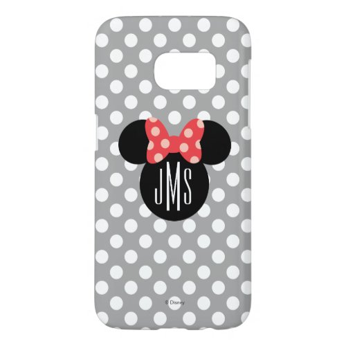 Minnie Polka Dot Head Silhouette  Monogram Samsung Galaxy S7 Case