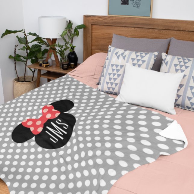 Minnie Polka Dot Head Silhouette | Monogram Fleece Blanket (Creator Uploaded)
