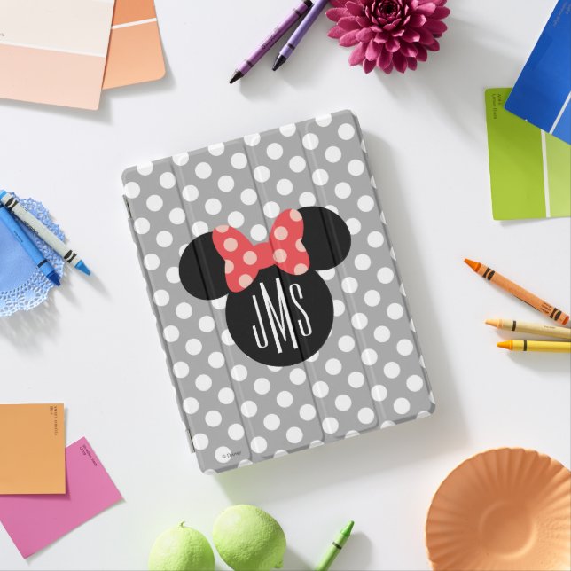 Minnie Polka Dot Head Silhouette | Monogram iPad Air Cover (In Situ)