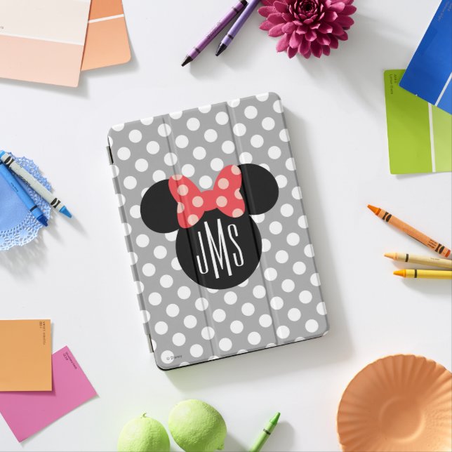 Minnie Polka Dot Head Silhouette | Monogram iPad Air Cover (In Situ)