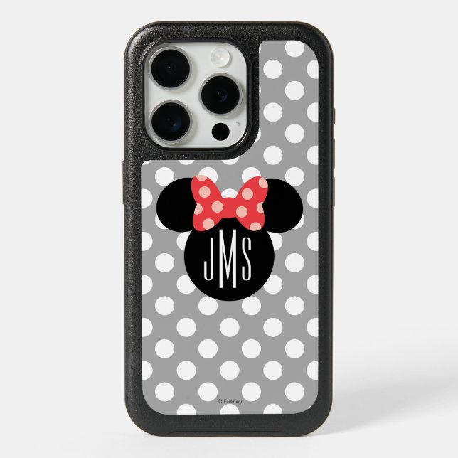 Minnie Polka Dot Head Silhouette | Monogram iPhone 15 Pro Case (Back)