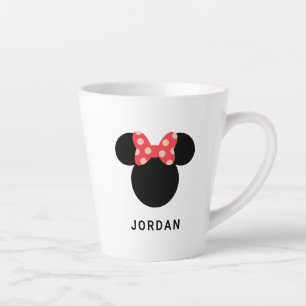 Minnie Polka Dot Head Silhouette   Monogram Latte Mug
