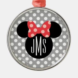 Minnie Polka Dot Head Silhouette | Monogram Metal Ornament