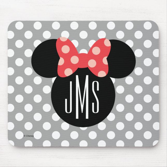 Minnie Polka Dot Head Silhouette | Monogram Mouse Pad (Front)