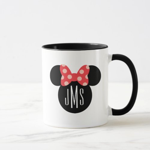 Minnie Polka Dot Head Silhouette  Monogram Mug