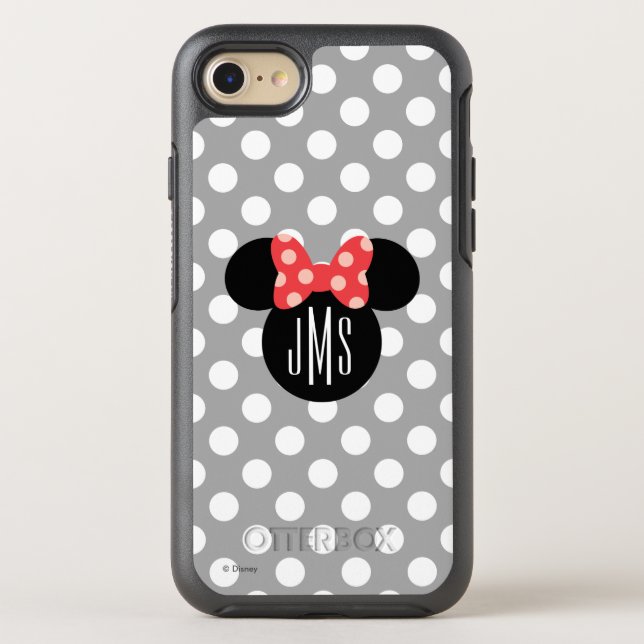 Minnie Polka Dot Head Silhouette | Monogram Otterbox iPhone Case (Back)
