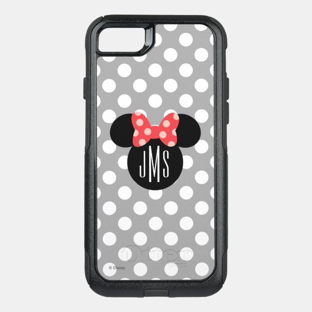 Minnie Polka Dot Head Silhouette | Monogram Otterbox iPhone Case (Back)